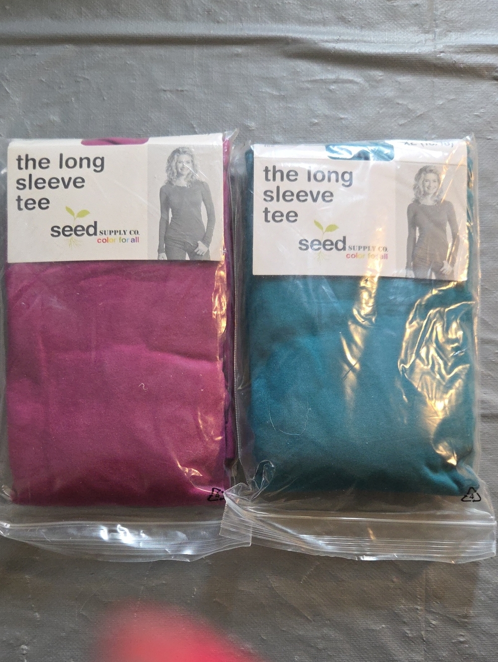 Womans Long Sleeve Tee - Teal and Magenta